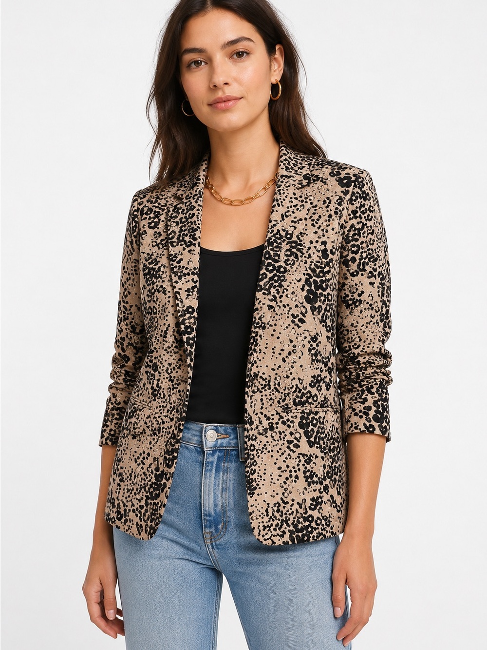 J. Crew going out linen blend blazer in leopard print.